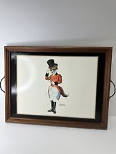 Vintage Pimpernel Tray Sir Fox Hunting Equestrian Bar Ware England Handles Cork picture