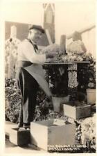 RPPC The Builder At Work, Dickeyville, WI Grotto ca 1940sVintage Postcard picture