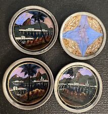 Vintage Set Of 4 Rio Morpho Butterfly Wing Decorative Mini Plates Brazil picture