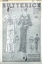 RARE 1930s BUTTERICK 6208 BUST 40 MISSES FROCK DRESSES UC/FF picture