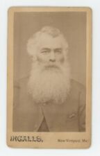 Antique CDV Circa 1870s Older Man With Large Full White Beard New Vineyard, ME picture