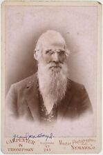 CIRCA 1890s CABINET CARD CARPENTER HANDSOME OLD BEARDED MAN IN SUIT NEWARK OHIO picture