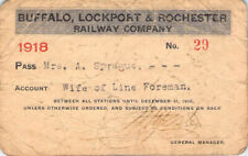 NEW YORK BUFFALO LOCKPORT ROCHESTER  LOW # 29  1918 RAILROAD RR RY RAILWAY PASS picture