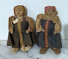 TWO (2) BEAUTIFUL ANTIQUE SOVIET UNION DOLLS WEARING TRADITIONAL CLOTHES picture
