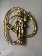 Vintage Shriners Masonic freemason man child gold plated metal Bolo Tie NOS picture