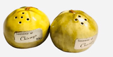 SALT & PEPPER Shakers JAPAN Lemon Fruit Ceramic Vintage Souvenir of Chicago picture