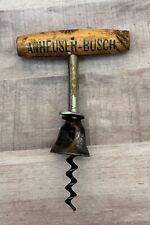 Antique Anheuser Busch Wood Handle Corkscrew Bottle Opener picture
