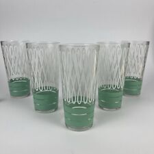 Vintage MCM Tumblers Drinking Glasses RARE Set Of 5 Swirl Retro Mint Green picture