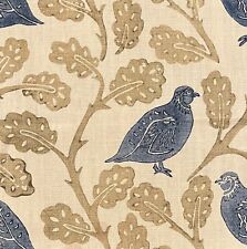 CLARENCE HOUSE Jean Monro Penny Partridge Blue Green Linen Remnant New picture