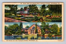 Philadelphia PA-Pennsylvania, Flower Beds, Reptile House Vintage c1942 Postcard picture