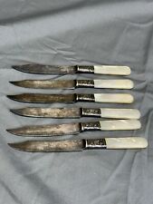 6 Beautiful Antique Landers Frary & Clark Aetna Fruit Knives, SterlingSilver picture