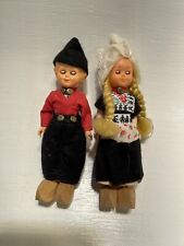 Pair of Dutch miniature dolls c.1950's-60's In Traditional Costume Wood Shoes picture