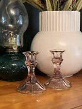 Vintage Pink tinted Glass Candle Holder - Set of 2 picture