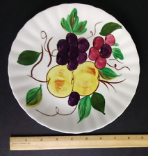 Plate Vintage Fondeville Fruit Design Pear Grape White Ceramic Fluted Edge 8