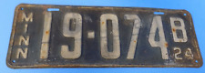 1924 Minnesota License Plate MN ‘24 MINN #19-074 B picture