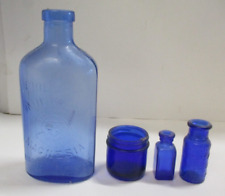 Vintage Cobalt Blue Glass Bottle Lot Emerson, Phillips, Etc picture