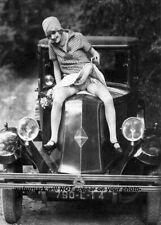Flapper Girl Stockings PHOTO Sexy Prohibition era Riding 1920s Car, 18+ Model picture