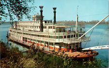 Vtg 1950s Stern Wheeler on the Mississippi River Unused Chrome Postcard picture