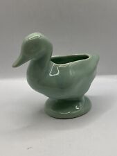 Small Vintage Duck Planter, Light Green Ceramic Marked USA Succulent Planter picture