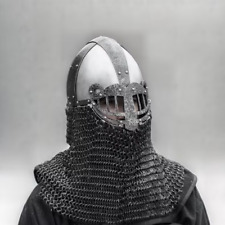 Ragnvaldur the Traveller' Chainmail Helmet Handmade 16 Gauge Steel - Viking-Insp picture