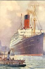 Postcard Cunard RMS Samaria Passenger Trans-Atlantic Ocean Liner Artist Drawing picture