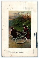 1909 Couple Bicycle I Like A Mix Up Of This Kind Quincy Illinois IL Postcard picture
