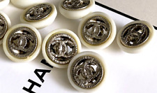 Lot of 10 Chanel Vintage small Button CC Logo silver Tone Buttons 12mm 0,47 inch picture