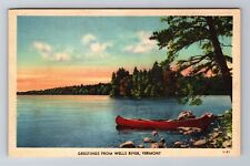 Wells River VT-Vermont, General Greetings Canoe, Antique, Vintage Postcard picture