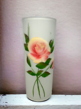 Hand Painted Rose Gay Fad Federal Glass Frosted Glass Floral / Flower Vintage 6
