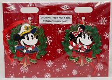 New Disney Cruise Line Captain Mickey & Sailor Minnie Holiday Ornament 2 Set picture