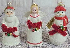 Lenox Christmas Jingle Ornament Set Of 3 Angel Santa Snowman Porcelain 3.75