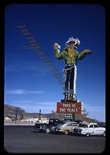 Wendover Will Neon Cowboy Nevada Sign Car 35mm Slide 1950s Red Border Kodachrome picture