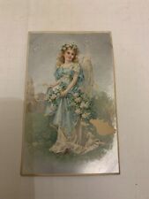 1909 Easter Greetings Postcard Angel with Flowers picture