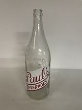 Vintage Paul's Beverages Glass Soda bottle New Castle PA Large ONE QUART ACL picture