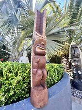 New 3’ 3” Lono #2 Tiki by Smokin' Tikis Hawaii Stained Coconut Palm Hand-carved picture