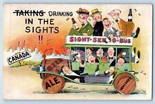Canada Postcard Drinking Prohibition Sight Seeing Bus Drunk People 1933 Vintage picture