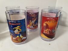 Set of  5 Vtg 90s Burger King Disney Movie Plastic Drinking Glasses Aladdin+ picture