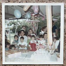 Kids Birthday Party Balloons Cake Vernacular Photo 1960s Vintage Boy Girl PHOTO picture