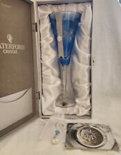 Waterford Cut Crystal 2013 Snowflake Wishes Light Blue Goodwill Flute NIB 10.25 picture