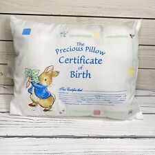 Peter Rabbit Birth Certificate Nursery Baby Pillow Keepsake Lovey Gift Vintage picture