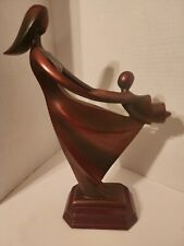 Herco Abstract Copper Toned Figural Statue Mother Swinging Child  picture