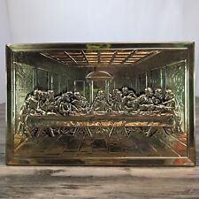 Vintage Last Supper Jesus And The Disciples Golden Brass  Hanging Plaque 14.5