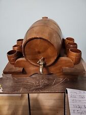 Vintage Pacfic Island Wooden Keg & Cups 6 Liters. A41 picture