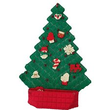 Vintage Handmade Beaded Plastic Canvas Shaped Christmas Tree with 20 Ornaments H picture