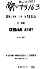 374 Page War Department April 1943 Order Of Battle Of The German Army on Data CD picture