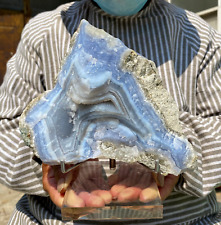 3.0lb Large Blue Chalcedony Quartz Banded Crystal Geodes Rough Specimen Türkiye picture