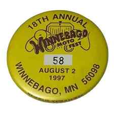 18th Annual Winnebago Moto Fest Vintage Pinback Button 1997 picture