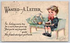 Charles Twelvetrees~Wanted A Letter~Boy on Couch w/ Cake Tray~1917 Postcard picture