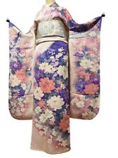 JAPANESE SILK ANTIQUE FURISODE / 1.21kg / COMBINE SHIPPING $30 /WEIGHT LIMIT=2kg picture