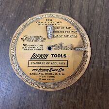 1935 Lufkin Tools Charts NC Screw Threads Circular Slide Rule Tap Drill Sizes picture
